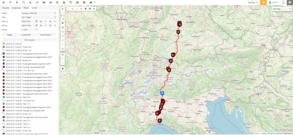 GPS Routenverfolgung für Wohnmobil und Wohnwagen